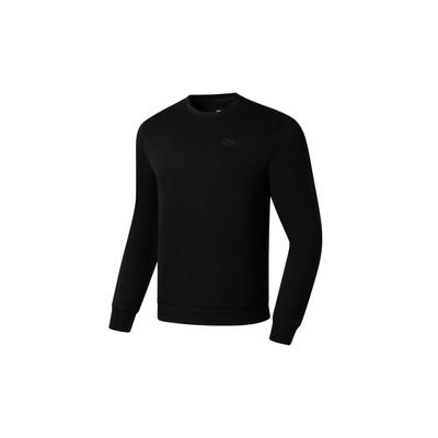 Li-Ning Однотонный логотип с круглым вырезом, пуловер, мужская толстовка, черный цвет AWDT101-1