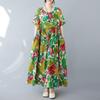 Short Sleeve Plus Size Cotton Vintage Floral New In Dresses for Women Casual Loose Long Summer
