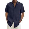 Designer Spring Summer Men's Casual Cotton Linen Solid Color Short Sleeve Shirts Loose Shirts