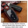 New Car Key Holder Case Cover For Hyundai Tucson Solaris Sonata Hybrid NEXO NX4 Santafe Dn8 4 Buttons 2020 2021 2022 Accessories