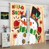 2 pieces - Snowman - printed curtain - Polyester material - suitable for bedroom decor, living area, study private curtain