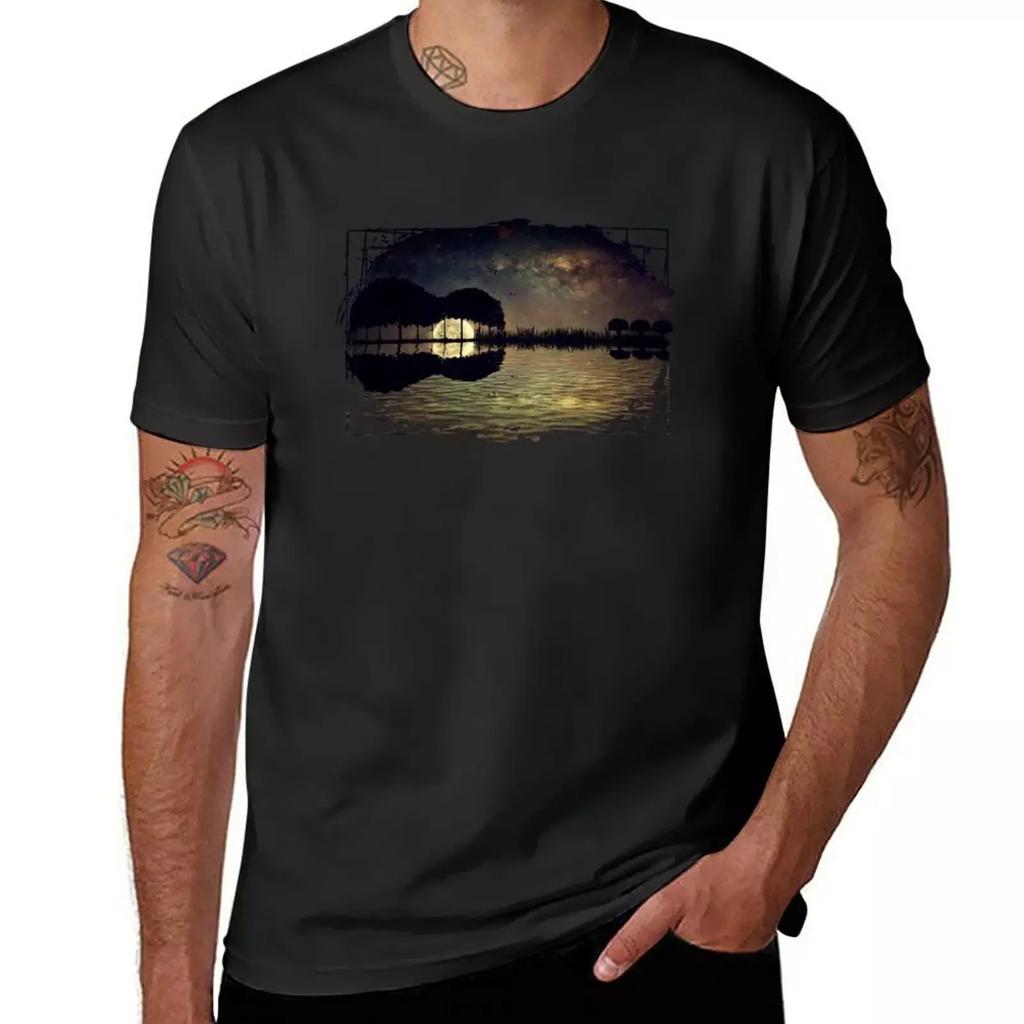 guitar island moonlight T-Shirt plain sweat customs design your own mens vintage t shirts