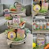 Easter Tiered Tray Bunny Carrot Wood Decoration Kitchen Decor Colorful Wooden Signs for Party