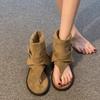 Французские шлепанцы женские на плоской подошве крутые ботинки носить 2025 новый ретро плоская подошва темперамент рукав брюки короткие ботинки