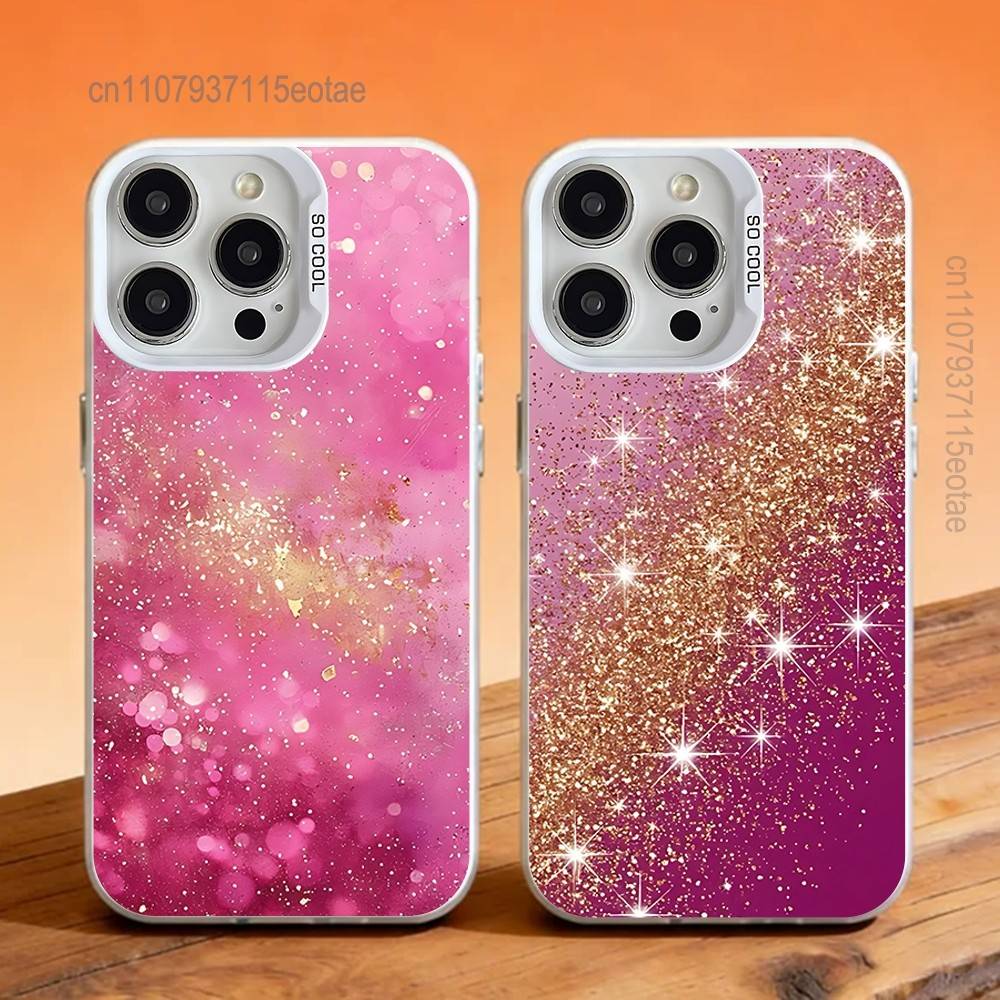 Dazzling Pink GIRL G-Glitter Phone Case IMD White Color Shell For IPhone 17 16 15 14 13 12 11 Pro Max Plus Pro SE Air Mini