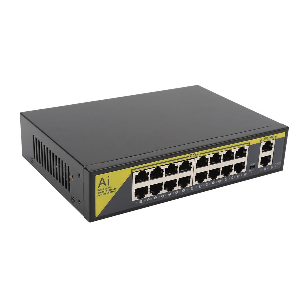 18 Port POE Switch Network Monitoring Excellent Heat Dissipation Noiseless Metal Shell Gigabit