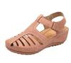 New ModelVelcro Retro Women'S Sandals Car Line Hole Shoes Non-Slip Large Size Round Head Wedge Comfortable Sandals Women