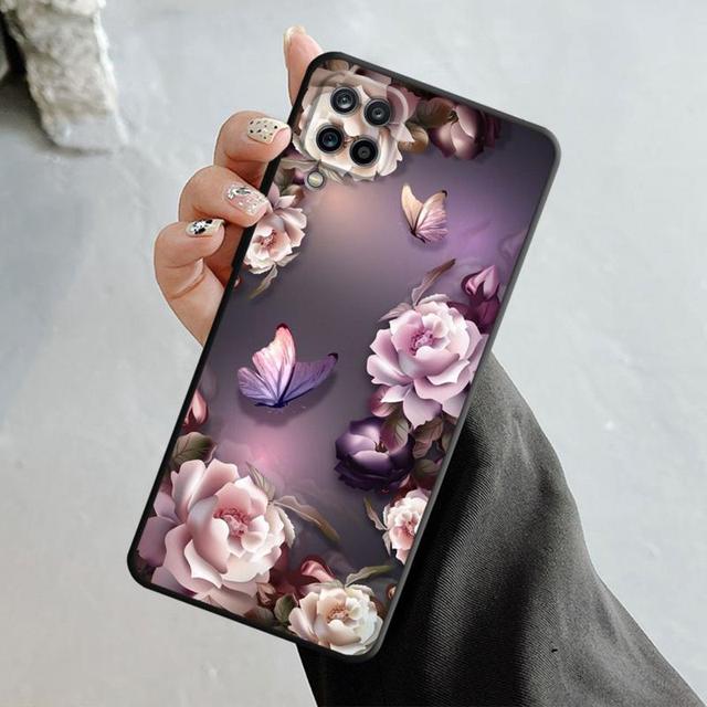 Чехол для Samsung Galaxy A70 A70s A50 A30s A04s A20s A20e A02 A02s A03 A42 M52 M31 M04, блестящий эстетический чехол с бабочкой и розой