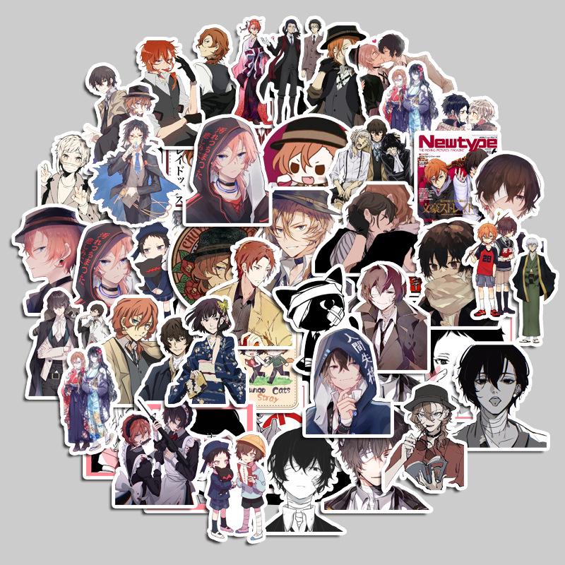 Водонепроницаемые наклейки для ноутбука и чемодана «Bungo Stray Dogs» - 50 листов, без следов, декор для DIY фотоальбома.