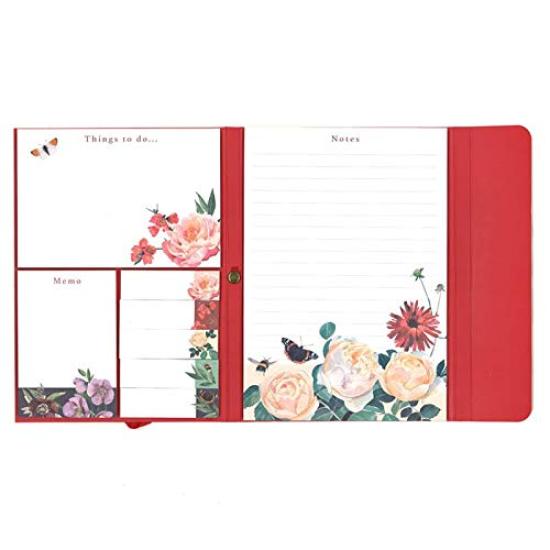 Sticky Note Gift Notepad with Butterfly and Floral Perfect British Import Set, Stationery, Print, Red, Gift,