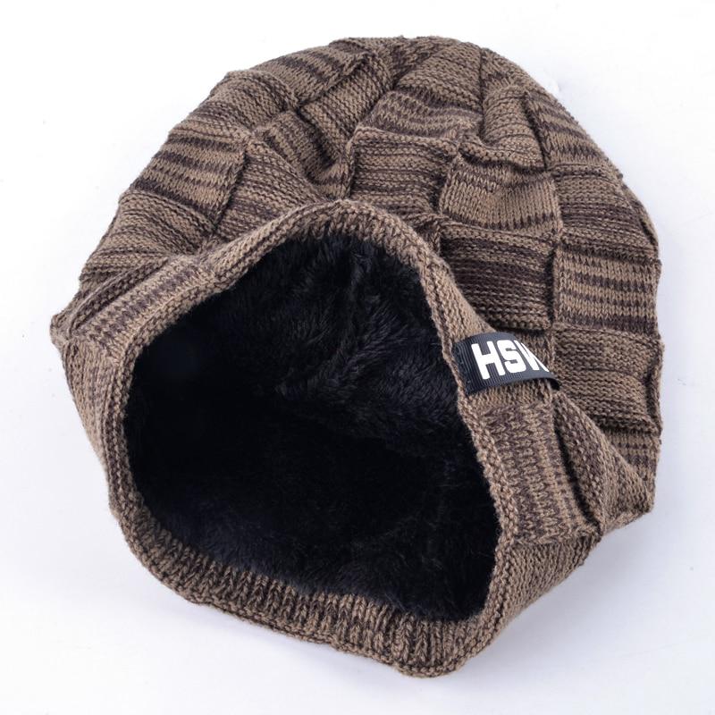 Winter Beanies Hat For Men And Women Fashion Knitted Plaid Skullies Beanie Thick Hats Add Velvet