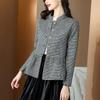 Jacket Women Spring and Autumn Slim Short Versatile Small Suit Plaid Casual Black Button Cardigan Tweed Blouse