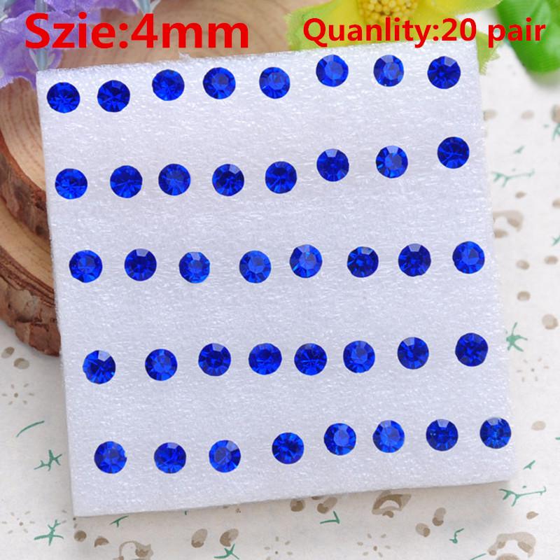 Модные разноцветные серьги для девочек, 20 пар в упаковке, серьги-гвоздики со стразами, модные милые женские серьги-гвоздики с кристаллами