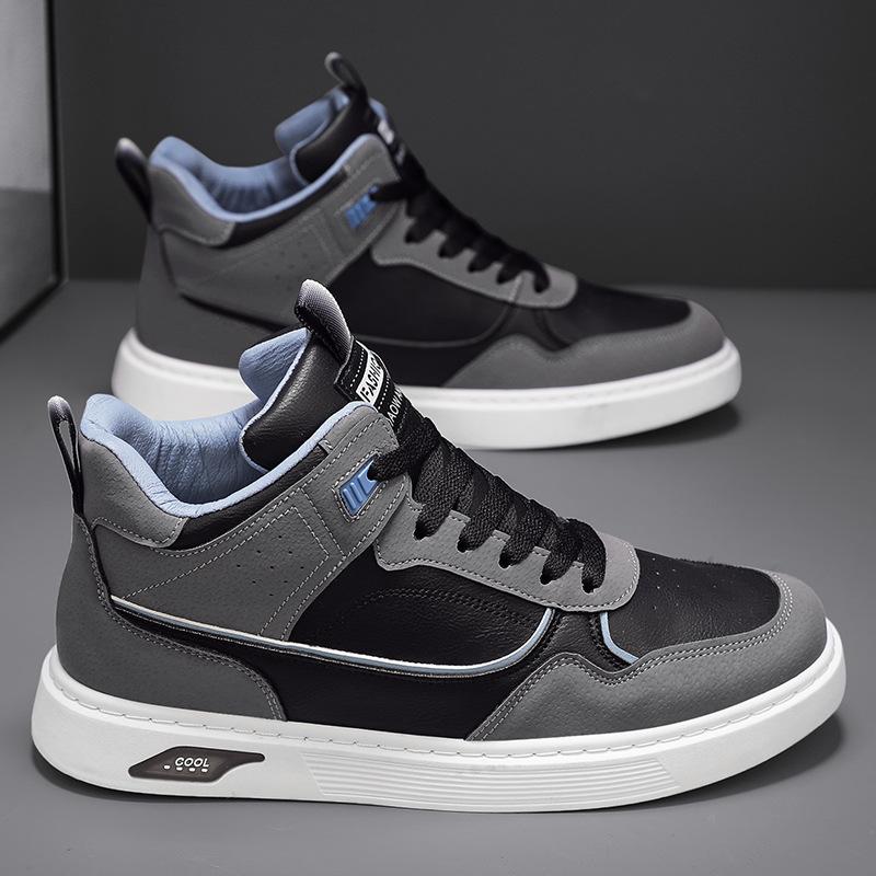 New Four Seasons Men's High Top Plank Shoes Fashion Versatile Youth Student Anti Slip Running Shoes Outdoor Sports Casual Shoes