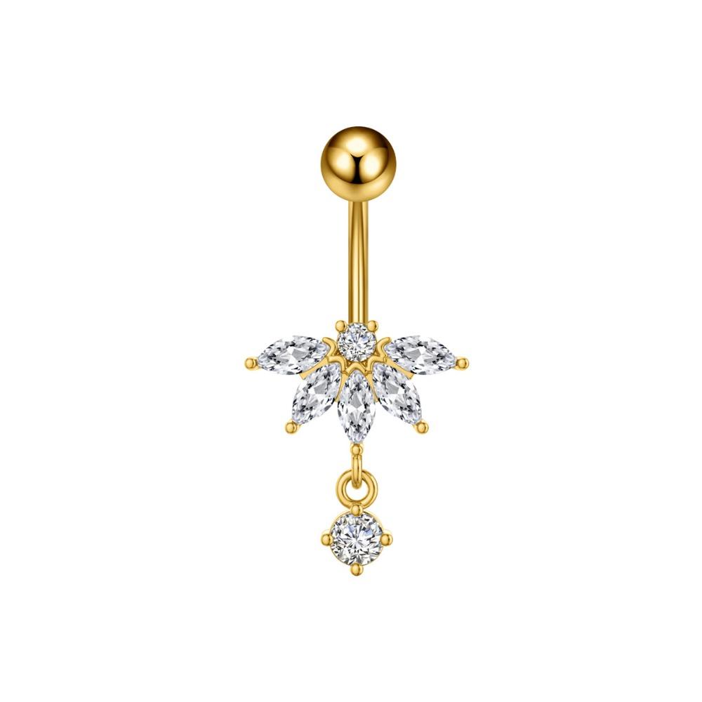 Elegant Crystal Ball Belly Button Rings Copper Shiny Body Jewelry New Gem Navel Piercing  Men