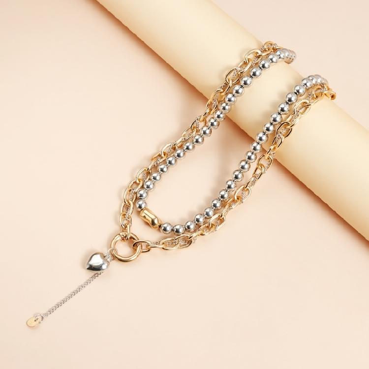 Уникальное ожерелье с переплетенными сердцами, кулон из смешанного золота и серебра, многослойная цепочка, ювелирный аксессуар для повседневной носки