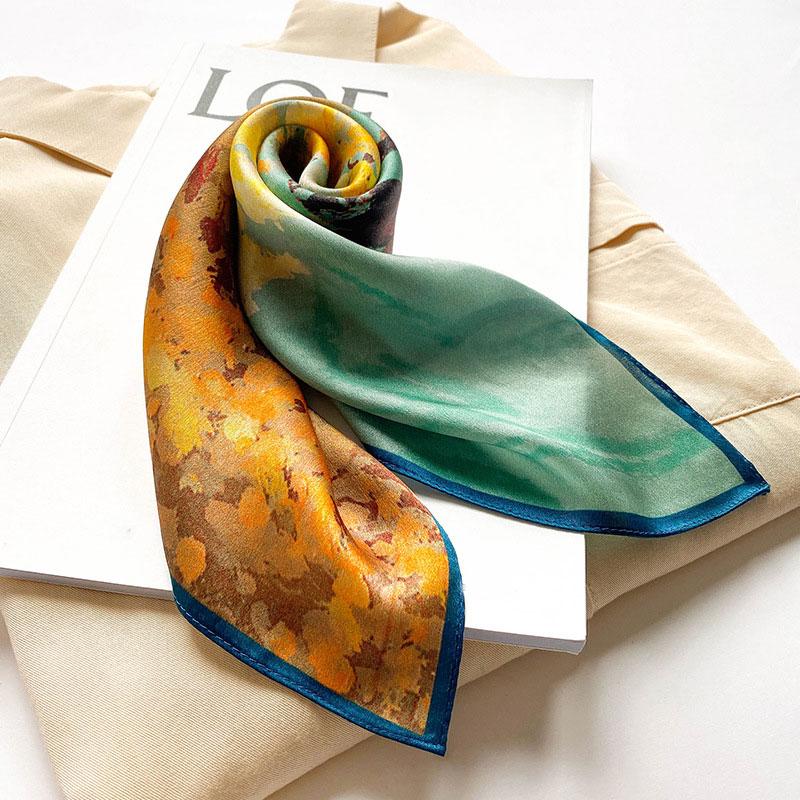 Hot 2025 Women Scarf Summer 100% Silk Scarves Shawls Lady Wraps Soft Pashimina Female Echarpe Beach Stole Bandana Headband Hijab