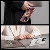 Роскошный Магнитный Чехол-Подставка из Кожзаменителя для iPhone 16 15 14 13 Pro Max Magsafe Беспроводная Зарядка Скрытая Подставка Задняя Крышка