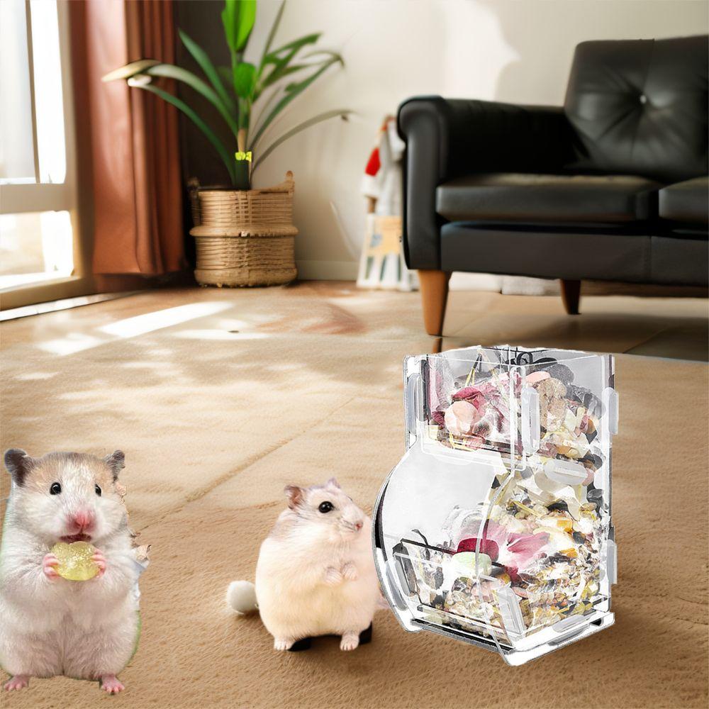 Acrylic Automatic Hamster Food Feeder Large Capacity Small Pets Food Feeding Bowl  for Small Pets