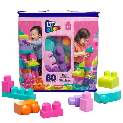 Мега Блоки (МЕГА БЛОКИ) Набор конструктора Mega Bloks из 80 деталей, для детей от 1 года и старше, розовый, DCH62