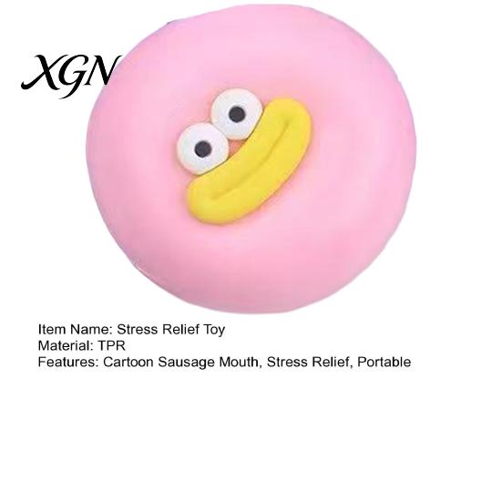 Steamed Bun Squeeze Toy Cartoon Sausage Mouth Stress Ball Big Eyes Relief Fidget Soft Stretchy Decompression Dumpling Desk Anti-stress
