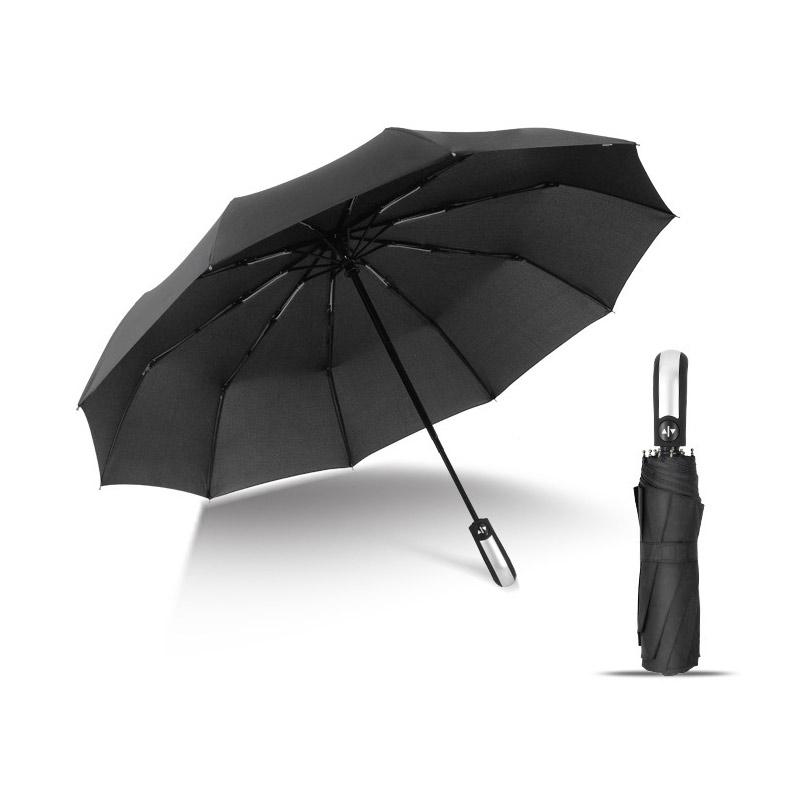 Automatic Umbrella Easy Carry for Men and Women, Windproof Anti-UV 10Ribs, 3 Folding, Wind Resistant, Auto, Luxury, Big