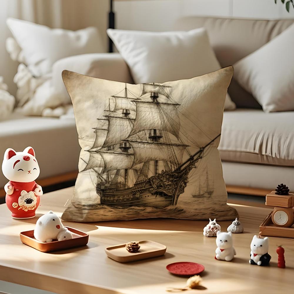Da VVinci Inspired Sketches Cushion Cover Silky Short Plush Invisible Zipper Dustproof Sofa Pillow Case for Home Decor