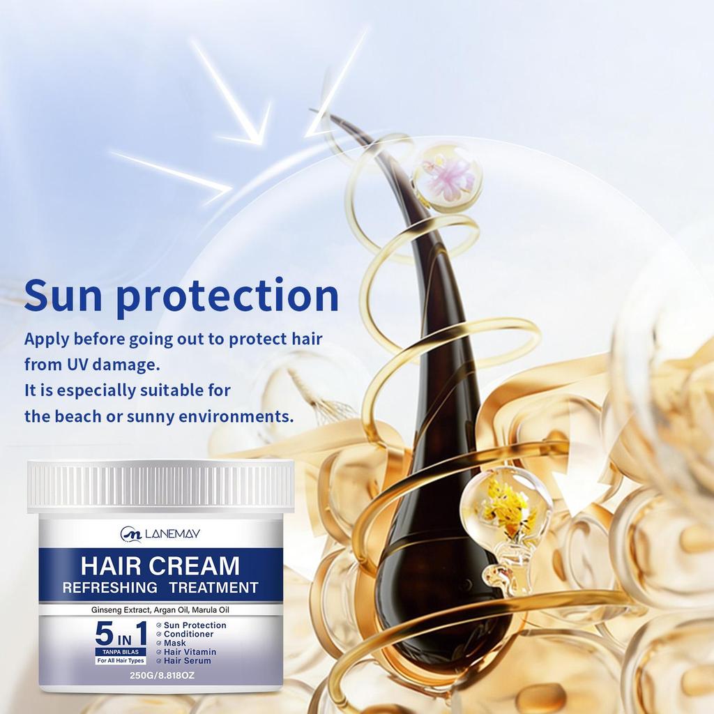 Hair Cream-Prevents Dryness And Brittleness-Minmizes Hair Damage From Coloring And Bleaching-Suitable For All Hair Types, 250ml