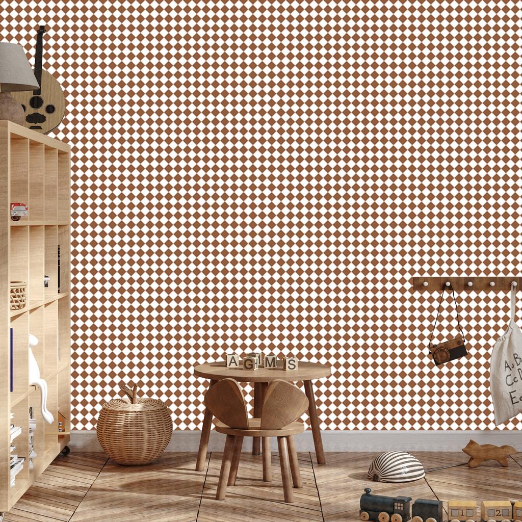Geometric rhombus wallpaper beige, orange and white 50x1000