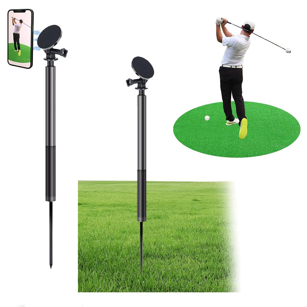 Golf Monopod Selfie Stick With Stake Spike For Golf Swing, Height Adjustable Magnetic Golf Phone Stand For Magsafe Cameras
