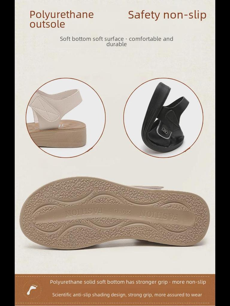 Летние нескользящие сандалии с мягкой подошвой 2025 года для женщин среднего возраста и пожилых людей