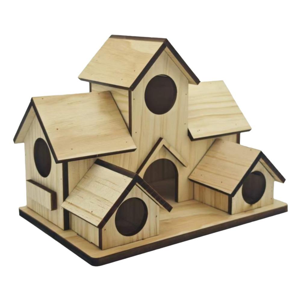 Creative Rainproof Wooden Bird House Ventilation Decorative Bird Villa Handmade Hatching Nest Outdoor Garden