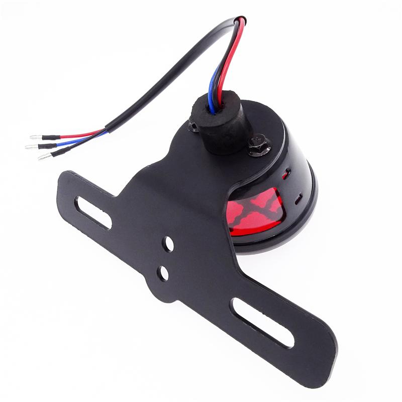 1pc Universal Motorcycle Led Tail Light Brake Light Vintage License Plate Lamp with Bracket Kits for Harley Bobber Chopper Cafe