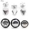 Alisouy 2 шт., нержавеющая сталь, крест, шестигранный конус, шип, квадратные, круглые, серьги-гвоздики, пирсинг козелка, поддельные, конусные, для мужчин и женщин