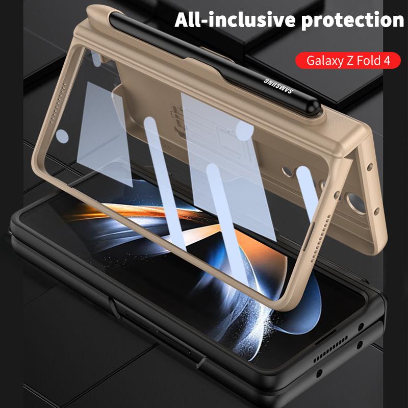 Для Samsung Galaxy Z Fold 5 4 3 5G чехол с магнитной петлей и держателем для ручек, стеклянная пленка на передний экран для Z Fold4 Fold5