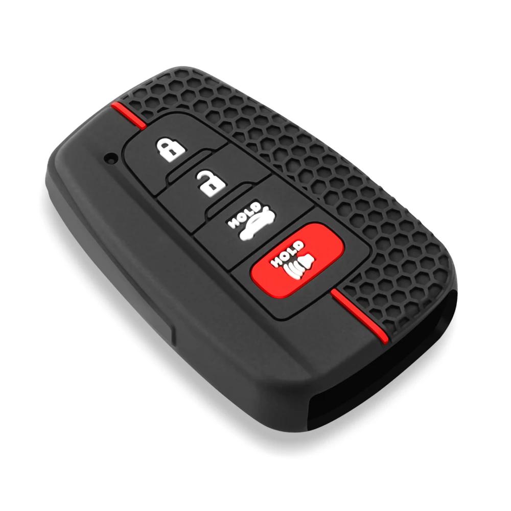 Чехол для ключа-брелока, защитный чехол для пульта дистанционного управления, гладкий силиконовый черный, подходит для Toyota Rav4 Corolla Camry Avalon, автомобильные аксессуары, чехол для ключа