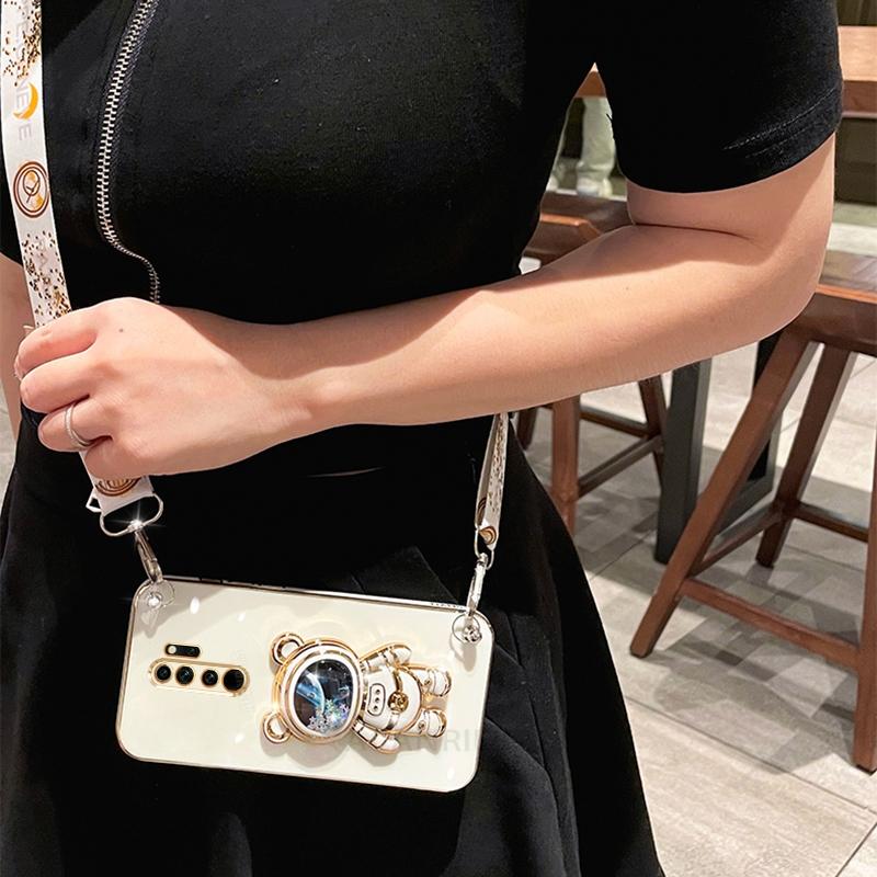 Чехол-подставка Note8pro Crossbody Lanyard для Xiaomi Redmi Note 8 Pro 9 9s 7 8t 8pro 9pro Astronaut Silicone Stand Cover Redmi9