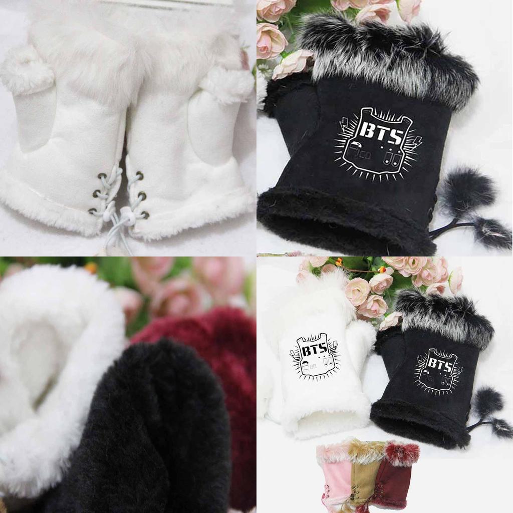Перчатки на один палец (половина пары) Bts Kpop Теплые перчатки на шнуровке без пальцев Новые перчатки