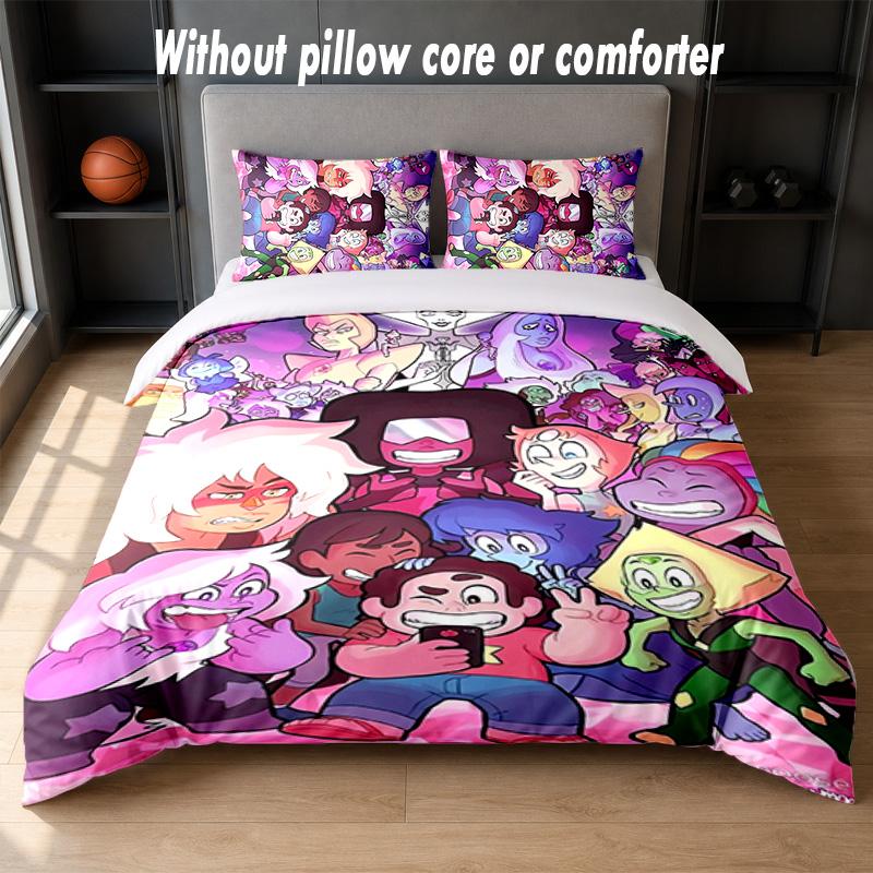 Steven Universe Design Bed Bedding Set 1 Duvet Cover + 2 Pillowcases Soft Breathable Household Bed Linens