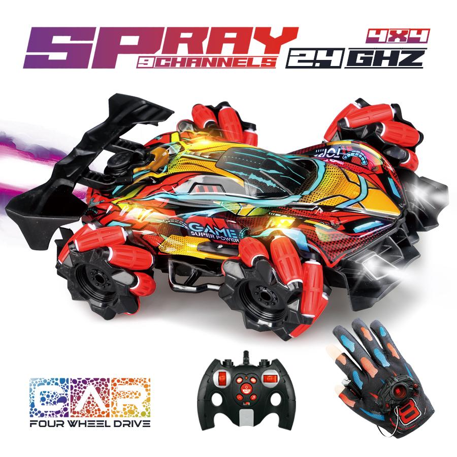 Полноприводная радиоуправляемая машина для трюков с распылителем и колесами Namu, дрифт-машина с дистанционным управлением 2,4 ГГц, красочные светодиодные огни и звук, внедорожные игрушки, подарок F