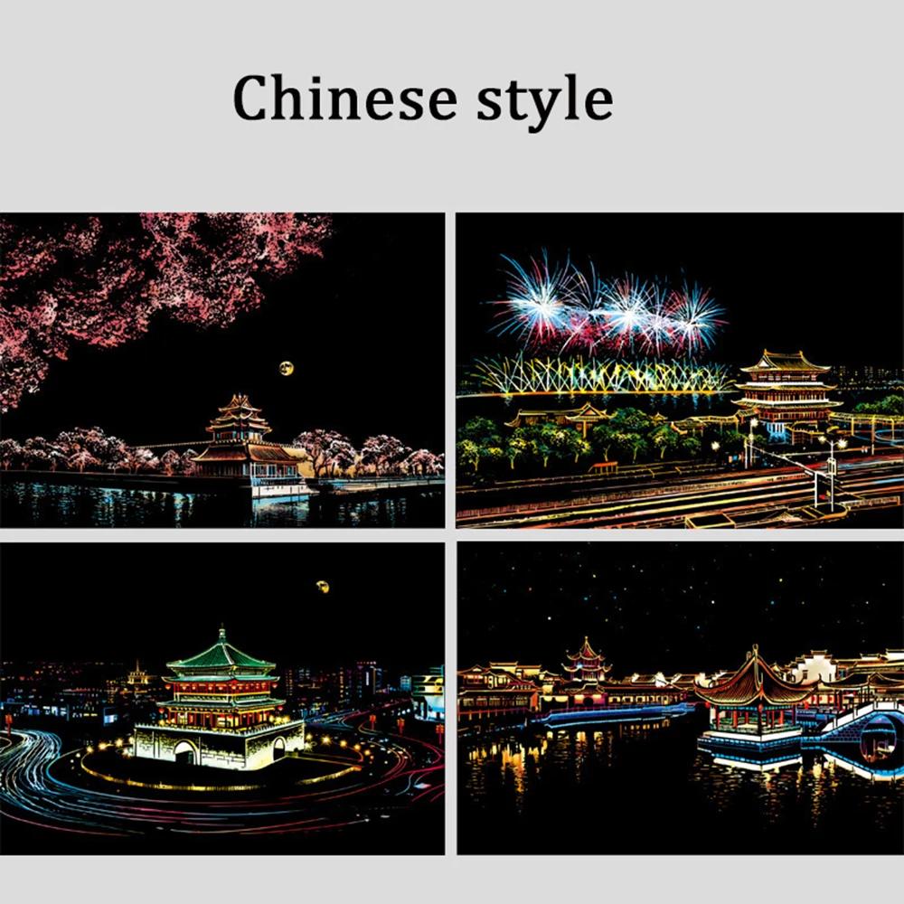 8x11inch Originality Scratch Painting Character Landscape Picture Can Be Placed in A Photo Frame DIY Handmade Painting