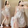 Plus-Size 200 Lbs Loose-Fit Lace Ice Silk Nightdress with Chest Pad