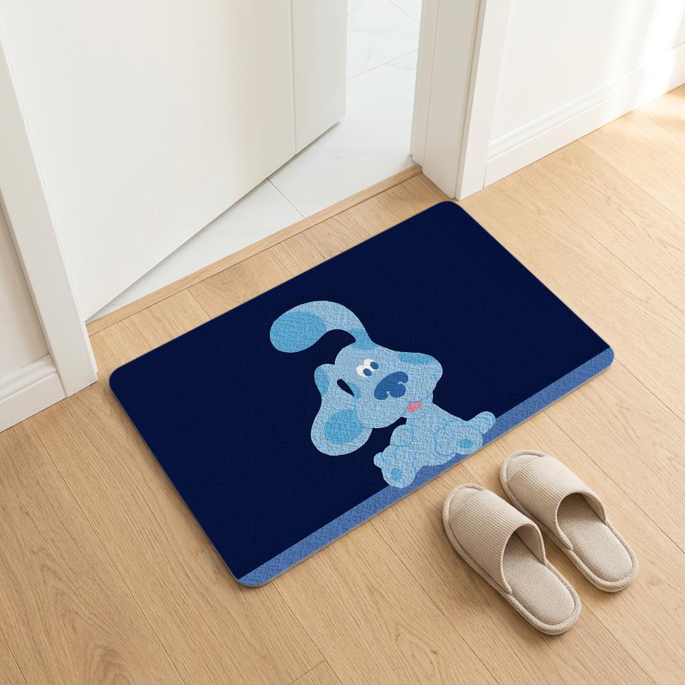 Cartoon B-Blues C-Clues Floor Mat Diatomite Bath Mat, Quick Dry, Absorbent, Multi-Scene Mat