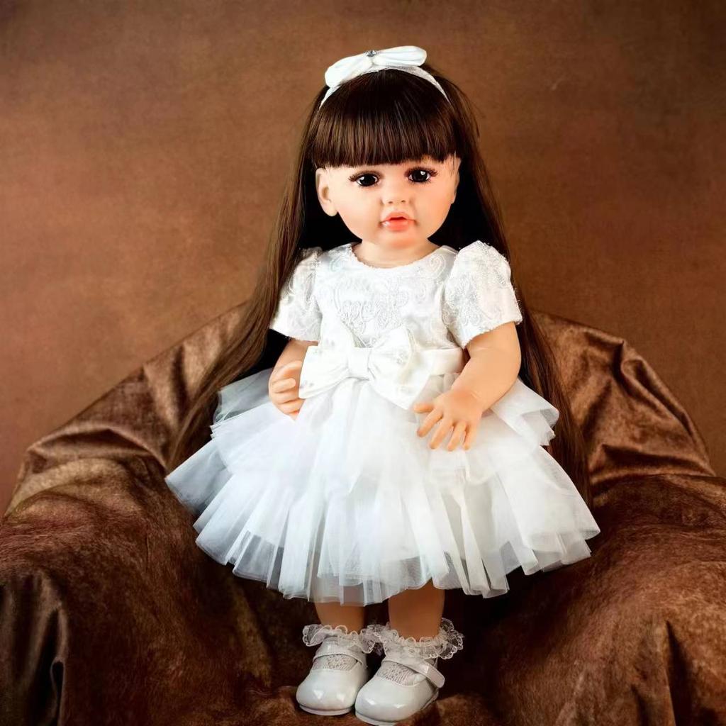 KEIUMI Кукла-реборн из силикона и винила с полным телом, 55 см, девочка, реалистичная, с длинными волосами, принцесса Бебе, новорожденная кукла для детей, подарки на день рождения и Пасху