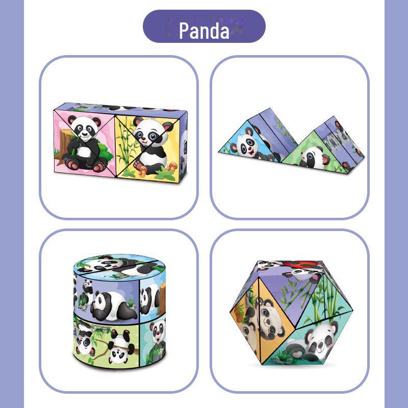 Panda Pattern 3D Magic Cube - Geometric Building Blocks for Creative Play & Learning
