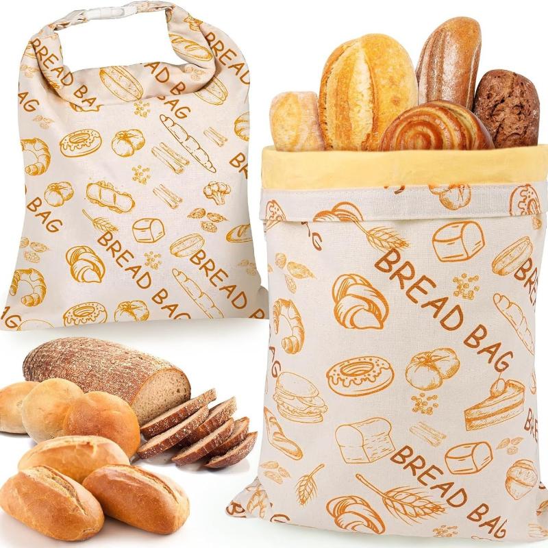 Portable Food Grade Cotton Bread Bags Reusable Homemade Loaf Bag Kitchen Storage Bread Large Washable Storage Bag Food Organizer