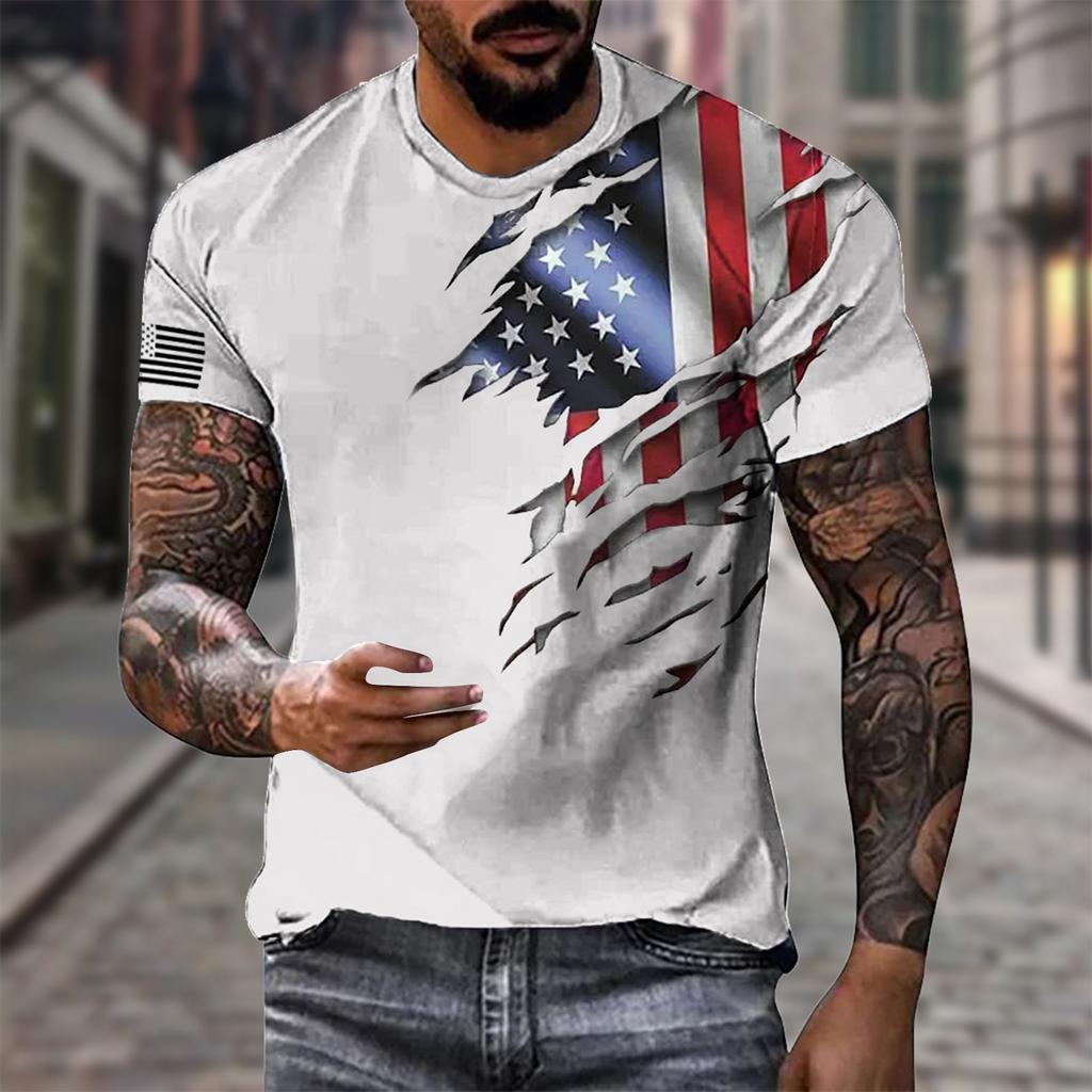 Мужская летняя повседневная однотонная мужская футболка с коротким рукавом и буквенным принтом, пуловер