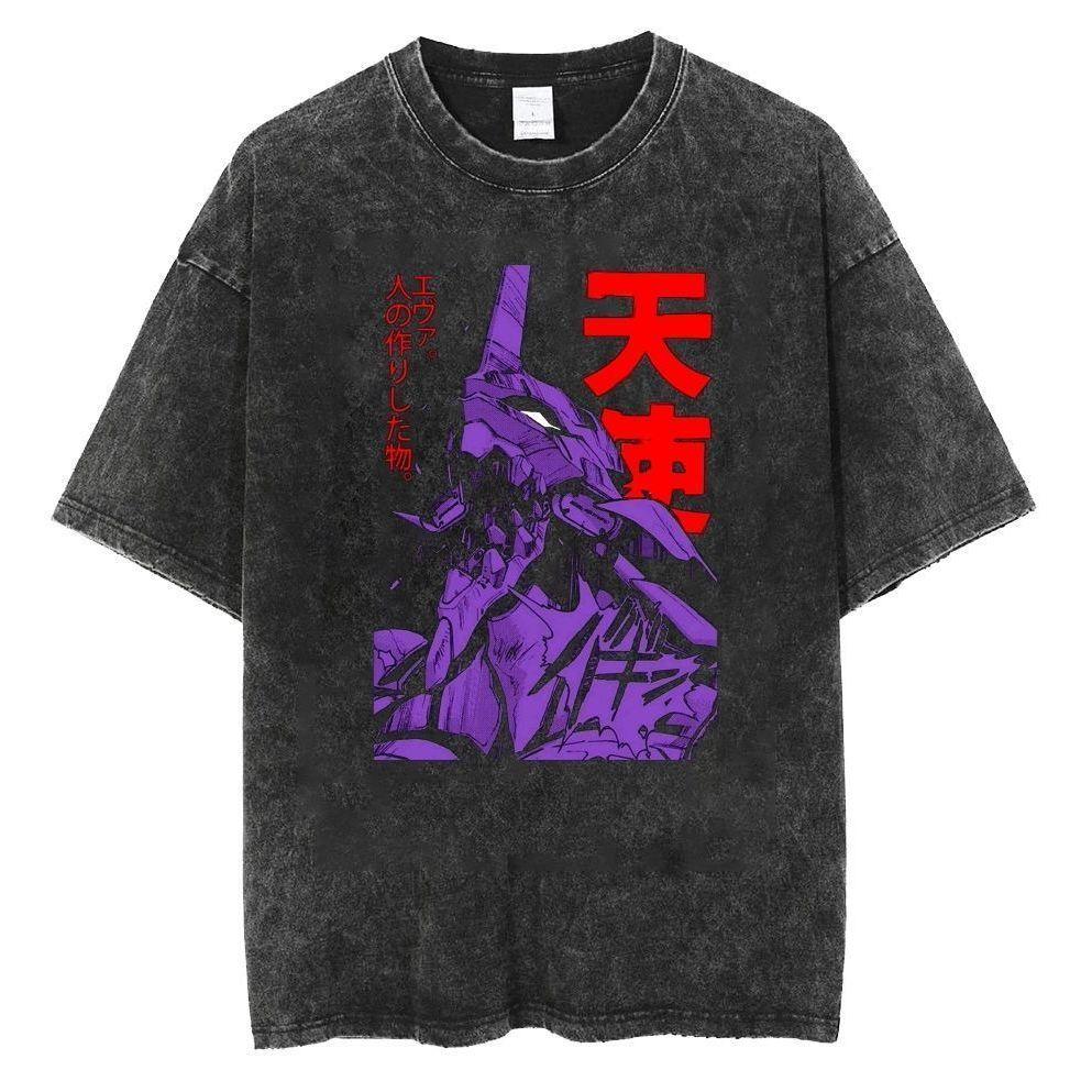 Футболка с принтом аниме Neon Genesis Evangelion EVA для мужчин и женщин, стираная футболка, высококачественная винтажная хлопковая футболка, топы