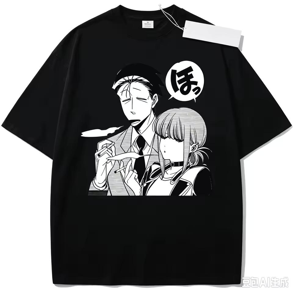 Summer Hot Sale Anime Smoking Behind The Supermarket with You T-shirt Unisex Cotton Short Sleeve Loose Retro Hip Hop Casual Tees
