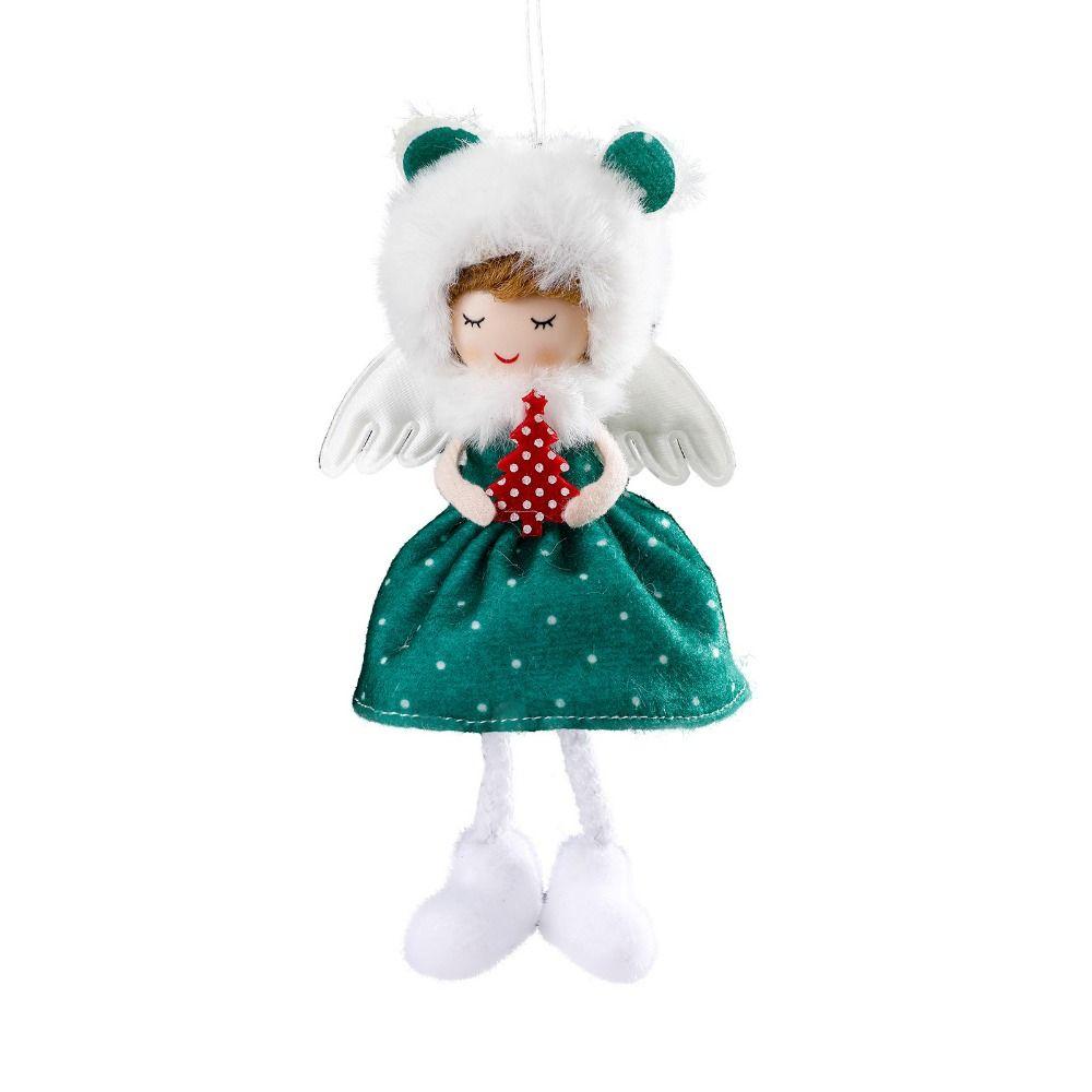 Decorative Red Green Christmas Elf Doll Plush Cute Red Green Elf Angel Red/Green Hanging Xmas Tree Hanging Angel Pendants